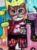 KING CAT TROY,  VERSION OF FAMOUS PAINTING BY JEAN-MICHEL BASQUIAT