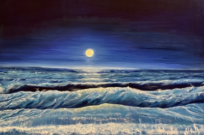 Moonlight on waves
