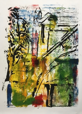 Flying Buttress Lino and Mono-print