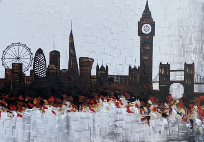 LONDON NIGHT SKYLINE ABSTRACT PAINTING 114