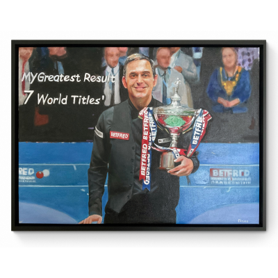 Ronnie O'Sullivan Snooker Painting, Original Oil on Canvas, Black Framed 84x63cm