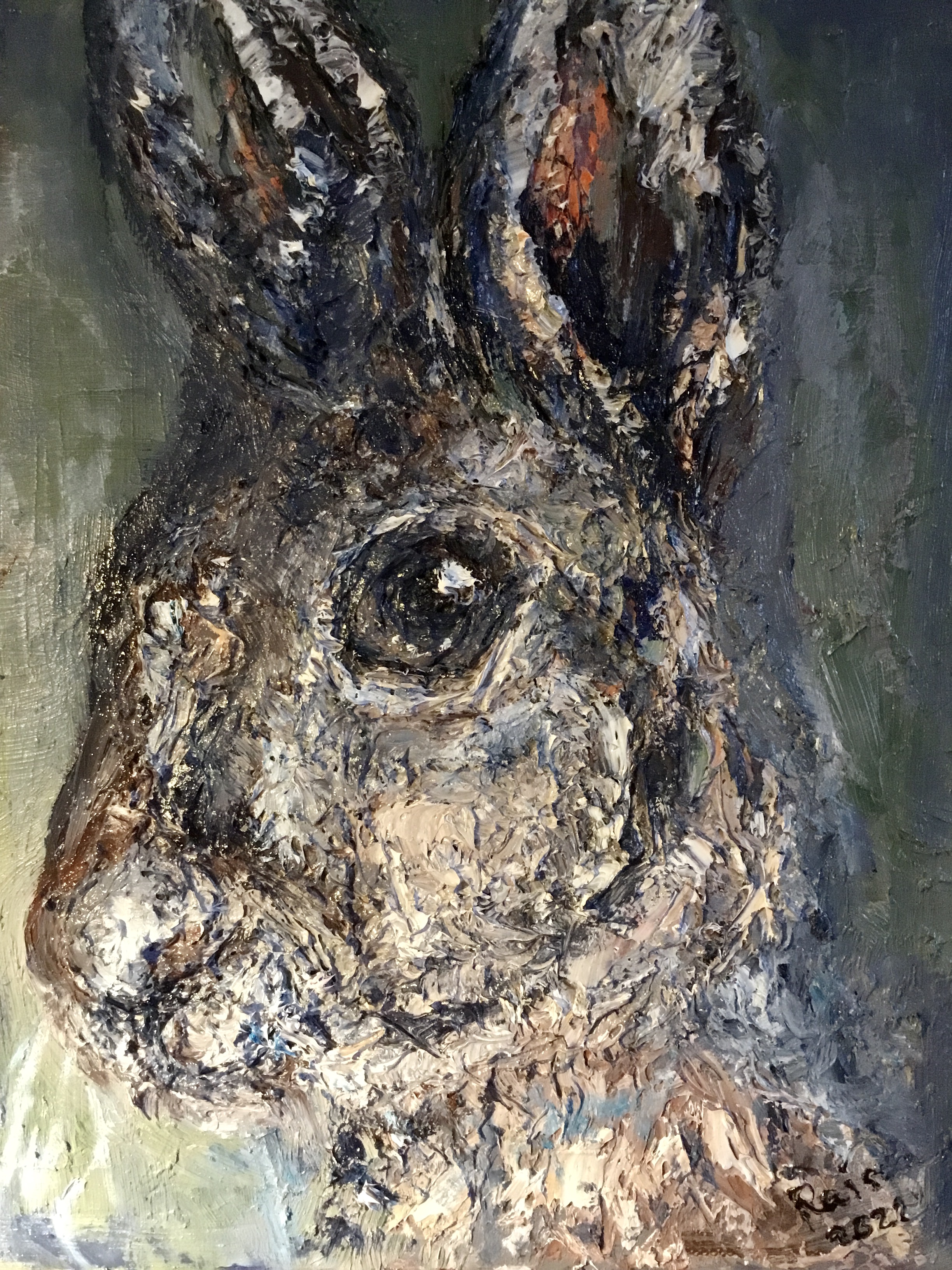 bunny oil painting