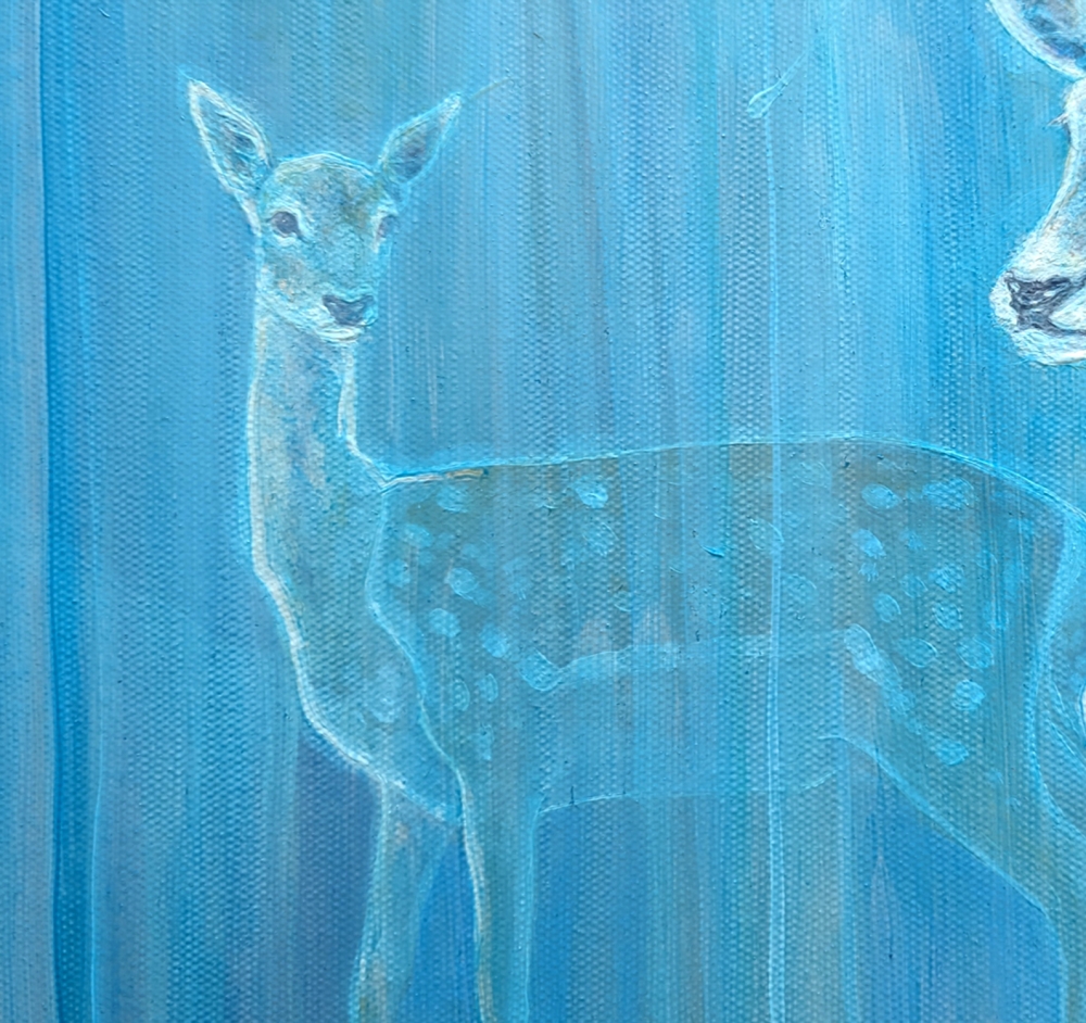 Out of the Blue, a blue abstract deer painting