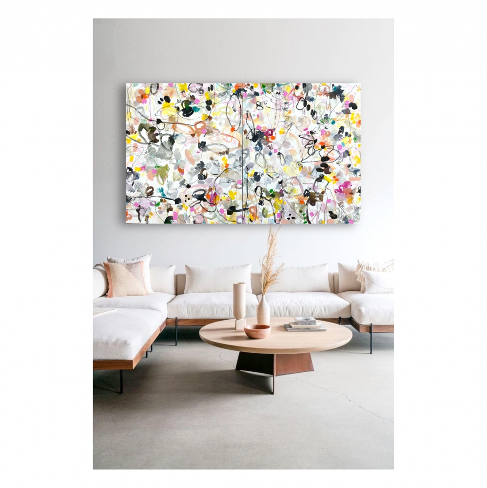 Come dance with me  - XXL abstract art diptych 