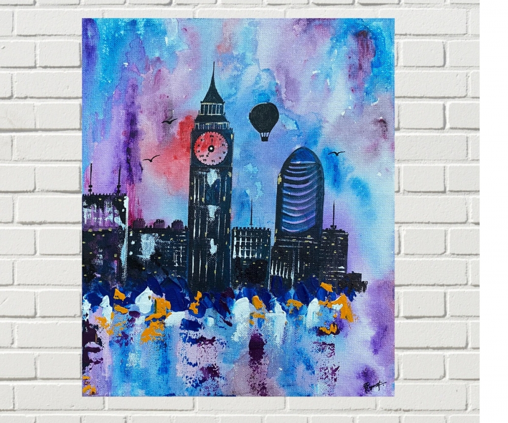 London Night Skyline Art 397