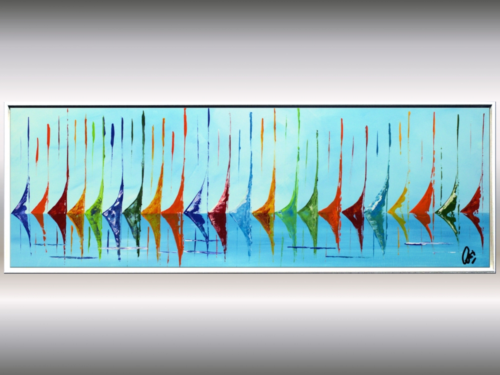 Coloured Summer - abstract sailboats in frame