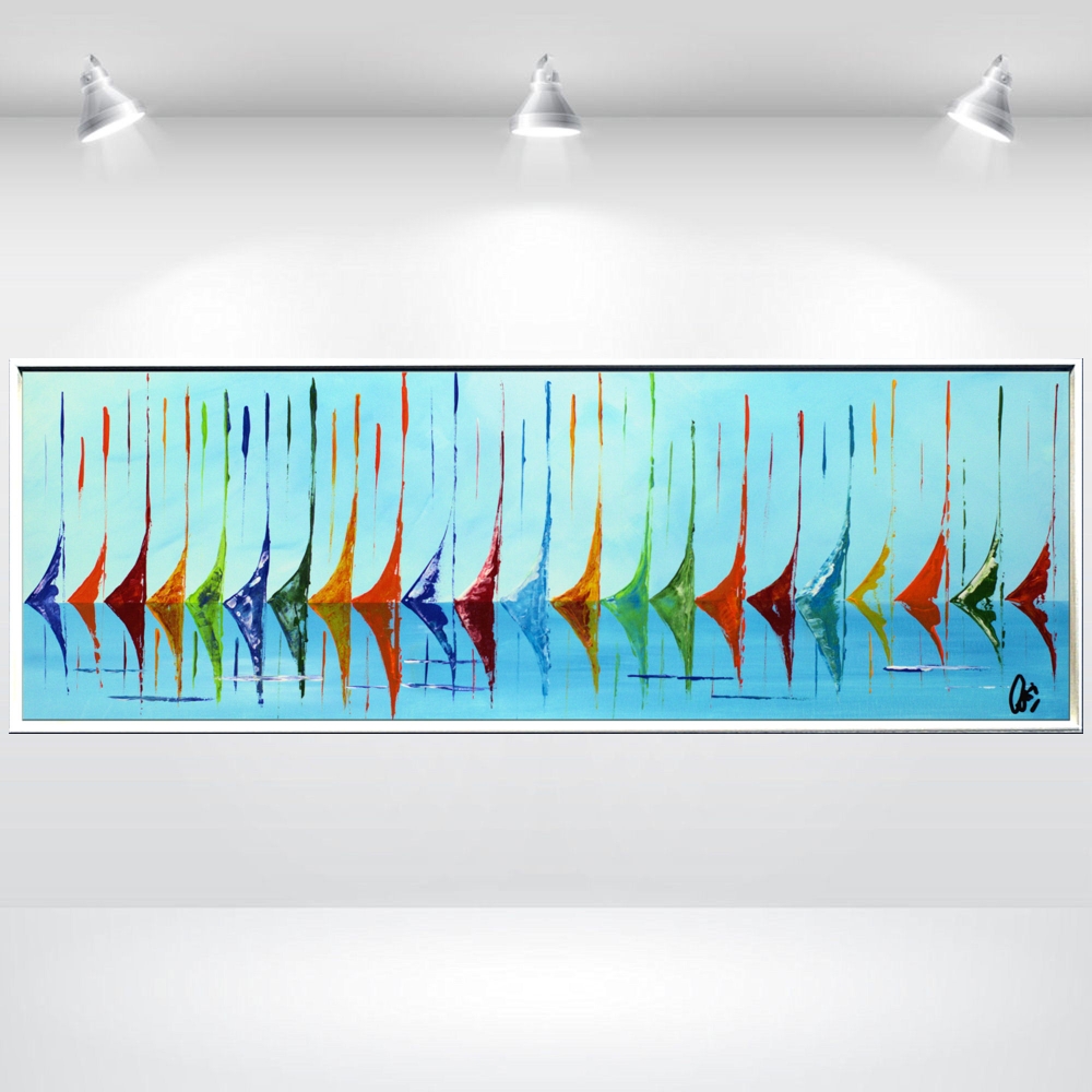 Coloured Summer - abstract sailboats in frame