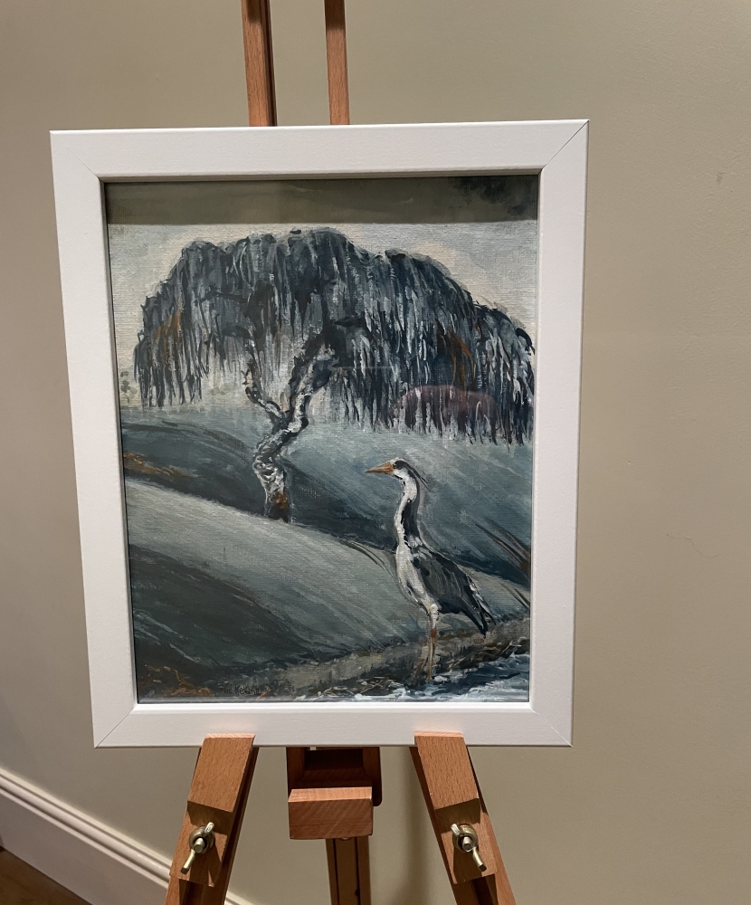 Heron and weeping tree