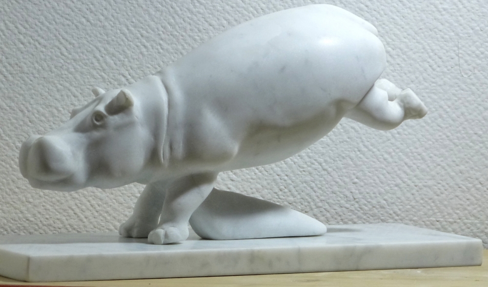 Carrara Marble Wild Animal - Hippopotamus 2