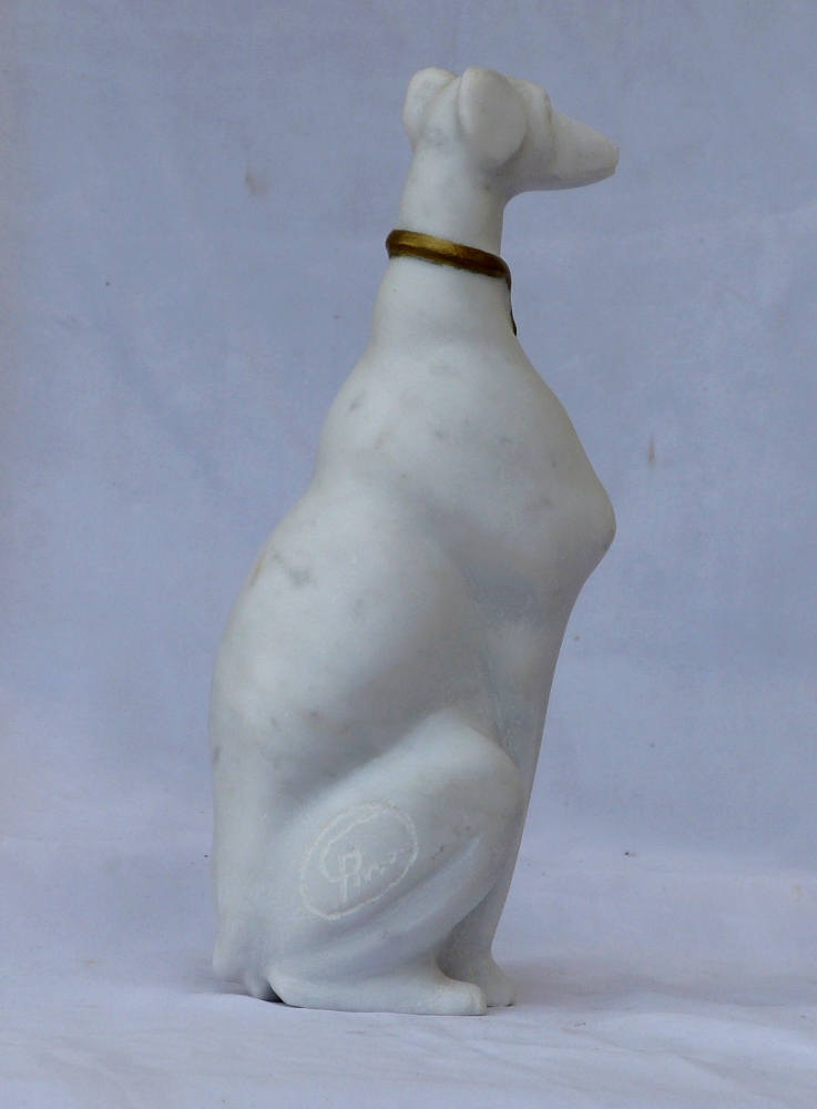 Carrara Marble Animal - Levrier Dog