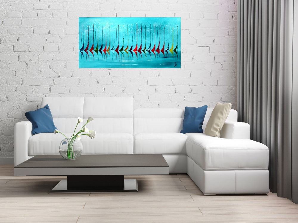 Blue race - nautical art on stretched canvas