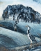 Heron and weeping tree