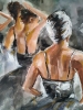 Ballerina watercolor and acrylics painting on paper.  'Backstage'