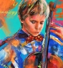 Future- Little Boy Playing Cello Painting on wood