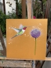 Hummingbird and Allium ~ on Gold