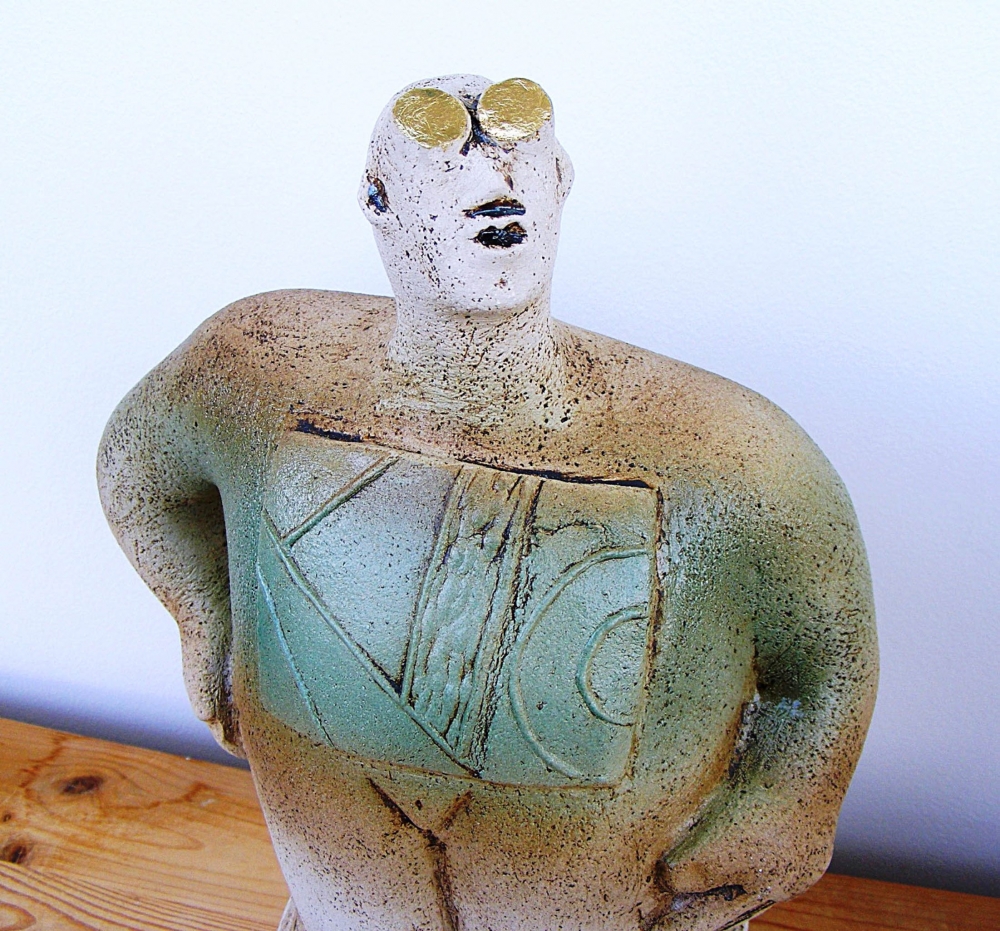 Stargazer Figure - Looking At The Andromeda Galaxy - Ceramic Sculpture