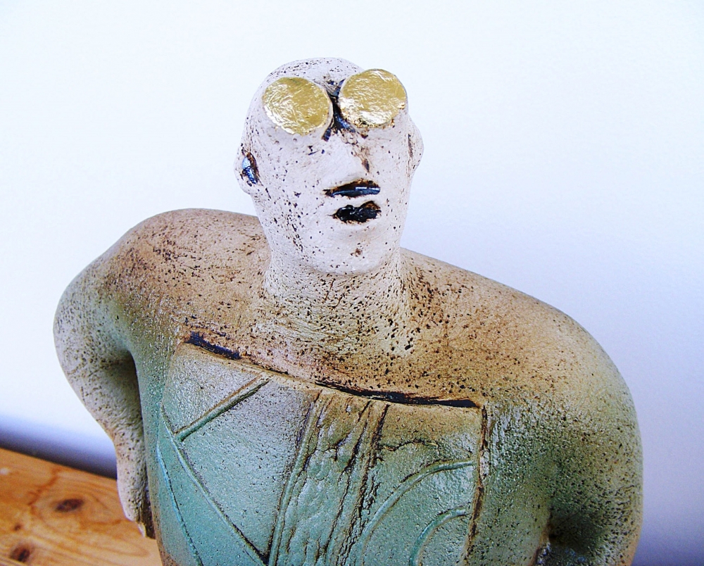 Stargazer Figure - Looking At The Andromeda Galaxy - Ceramic Sculpture