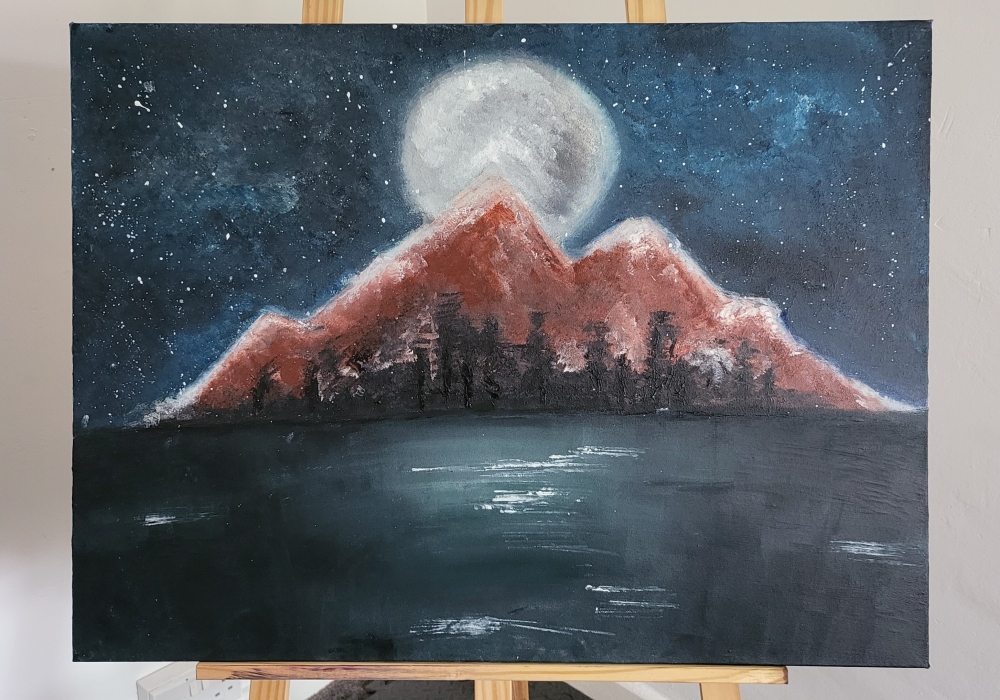 Acrylic landscape - Full moon 