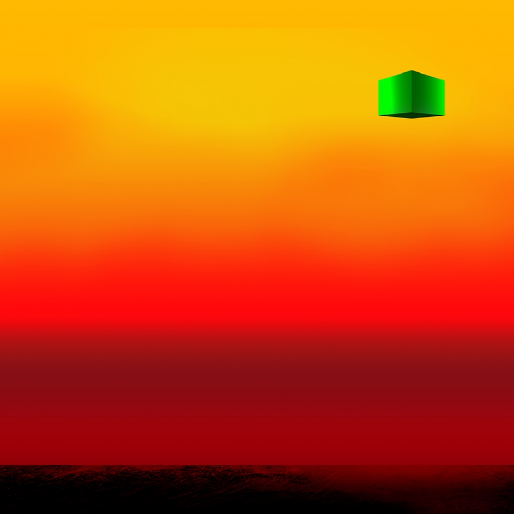 Africa Satin Square Abstract, Modern, Contemporary, Floating Cubes, Limited Edition of Only 20