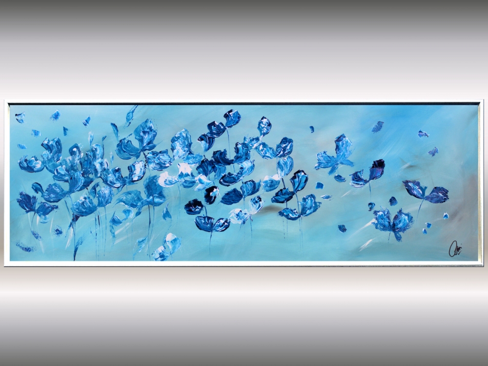 Blue Romance - abstract flowers in frame