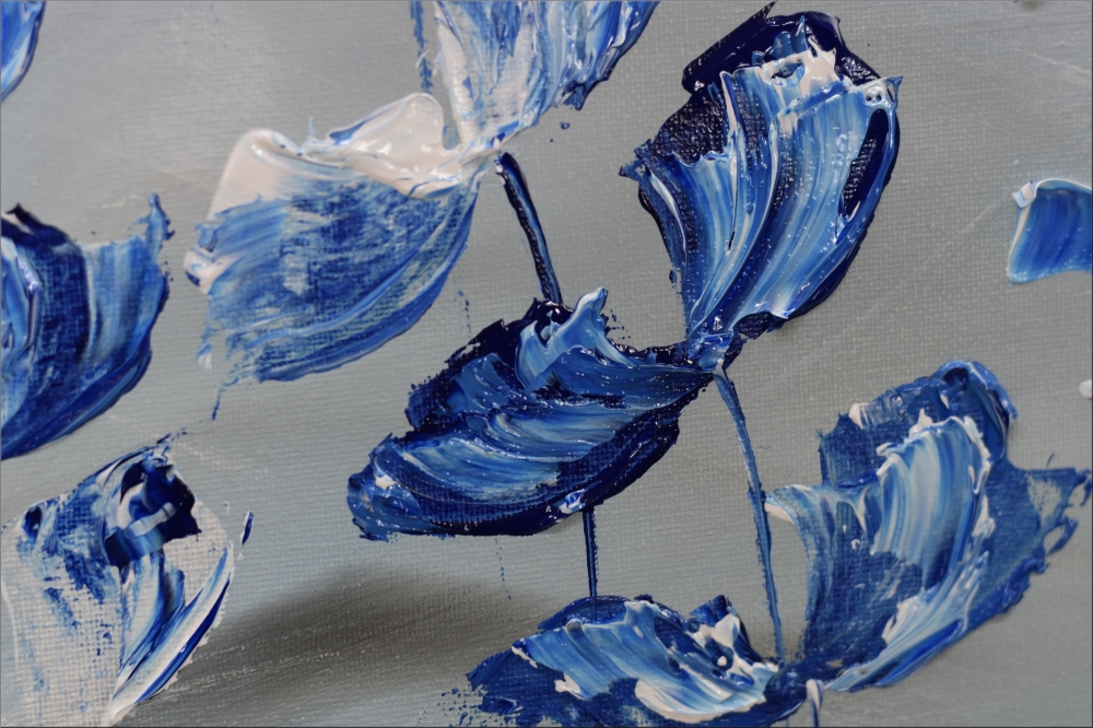 Blue Romance - abstract flowers in frame