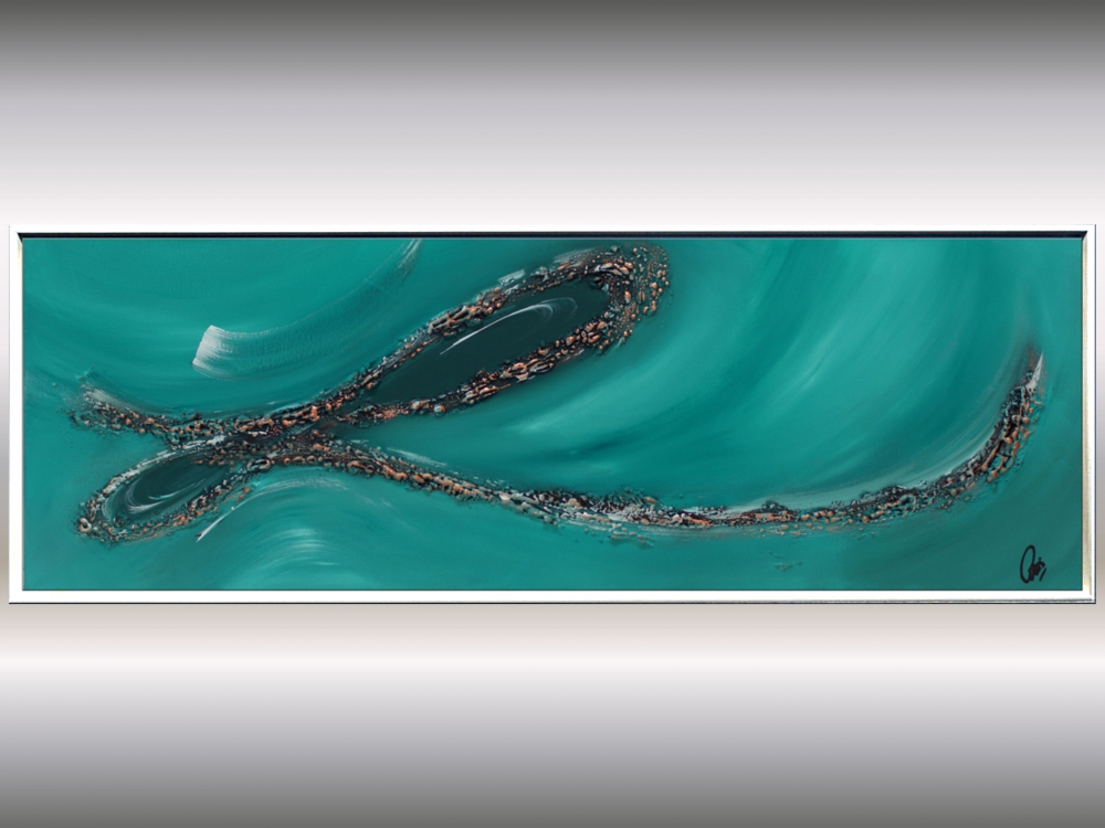 Oceans Breeze - abstract painting in frame