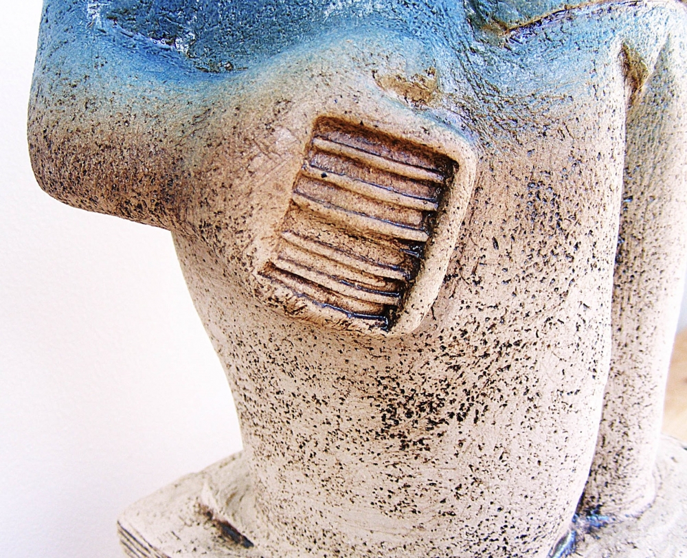 Stargazer Figure - Looking At Canis Major - Ceramic Sculpture