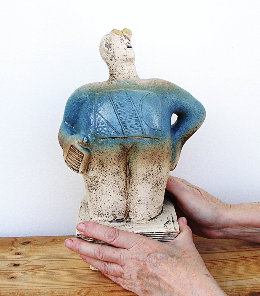 Stargazer Figure - Looking At Canis Major - Ceramic Sculpture