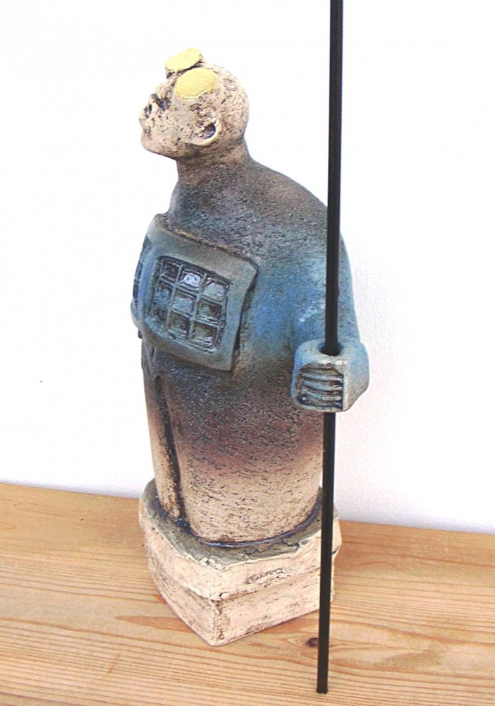 Sentinel Figure - Watching for Compassion - Ceramic Sculpture