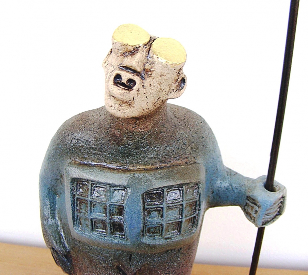 Sentinel Figure - Watching for Compassion - Ceramic Sculpture