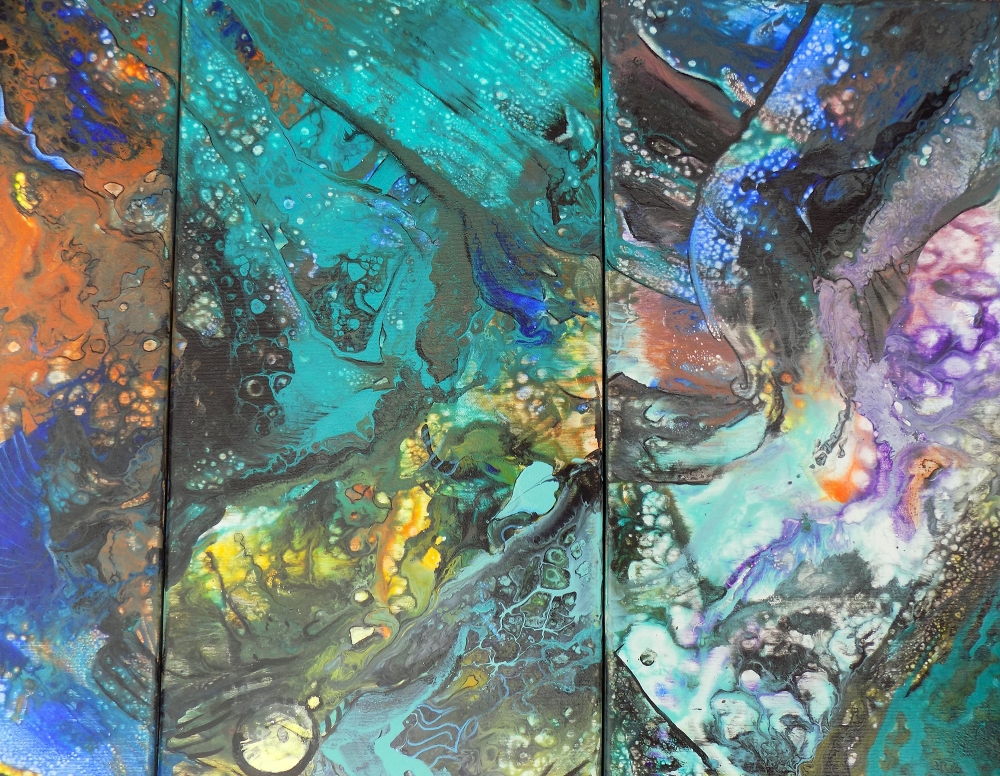 The first flutter of Spring. Large triptych.