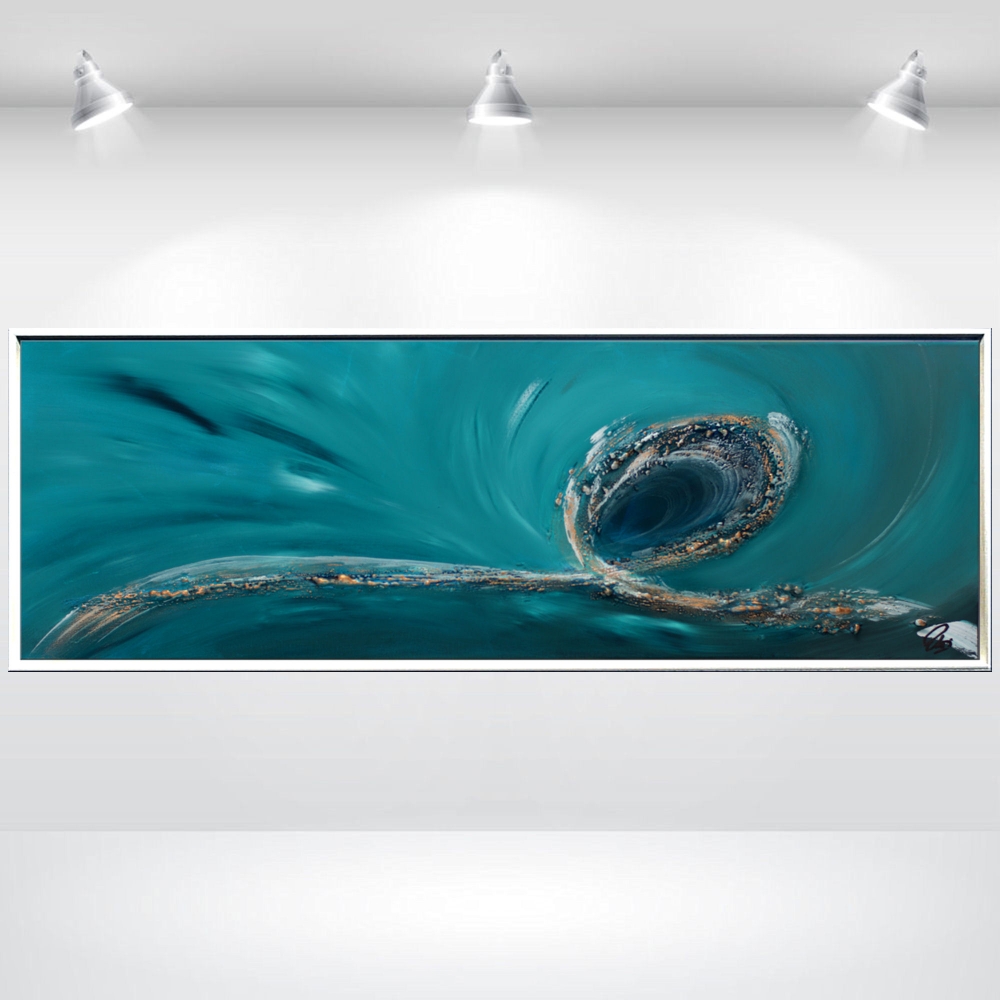 Ebullient- Abstract blue art in frame