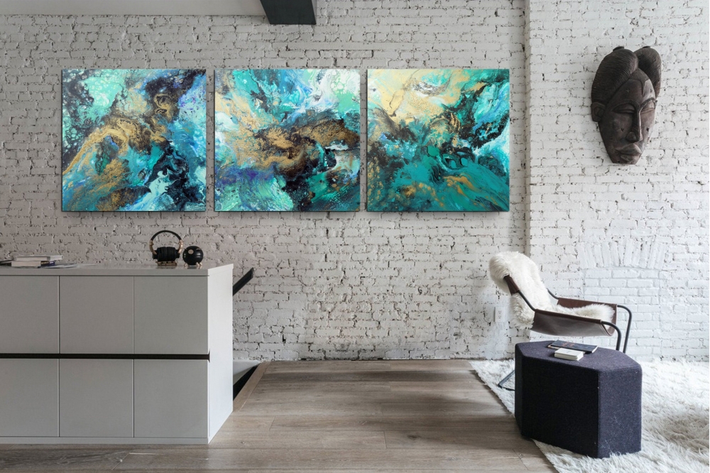 Abstract large triptych