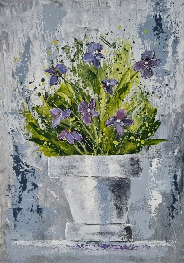 A Pot with Violets