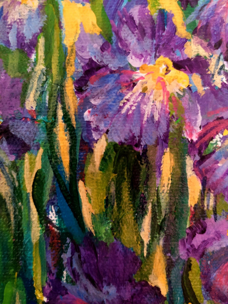 Garden Iris acrylic painting on canvas