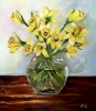 Bouquet of daffodils in a glass vase, Inspired by spring in London 