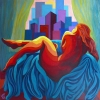 RECLINING NUDE - SUNSET OVER CITY