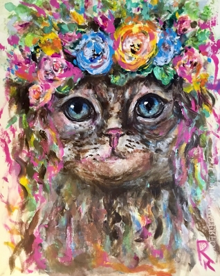 Cat watercolor painting 