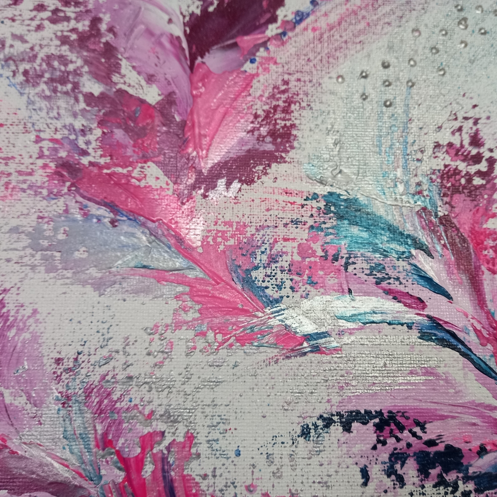 Pink and Silver 100 x 50 cm Two Abstract Paintings