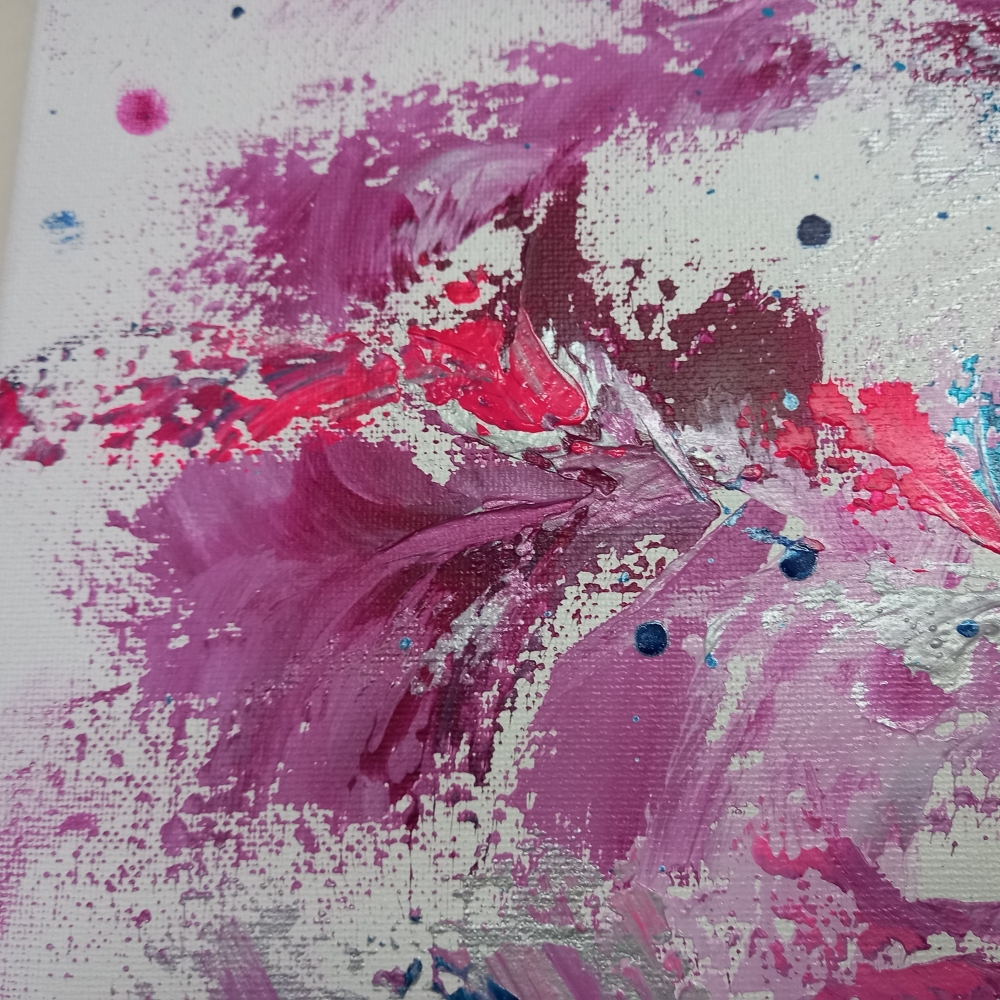 Pink and Silver 100 x 50 cm Two Abstract Paintings