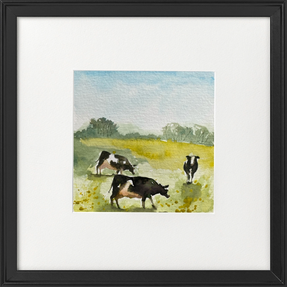 Cows in the Meadow framed