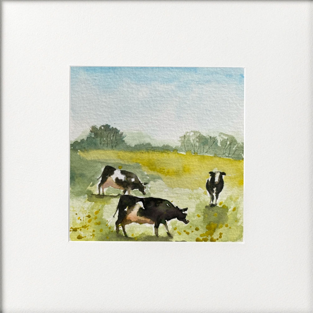 Cows in the Meadow framed