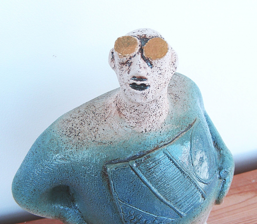 Stargazer Figure - Looking At Canis Minor - Ceramic Sculpture