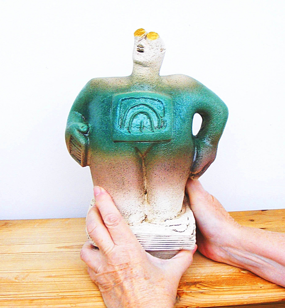 Pair of Stargazer Figures - Looking for Life, Europa - Ceramic Sculptures