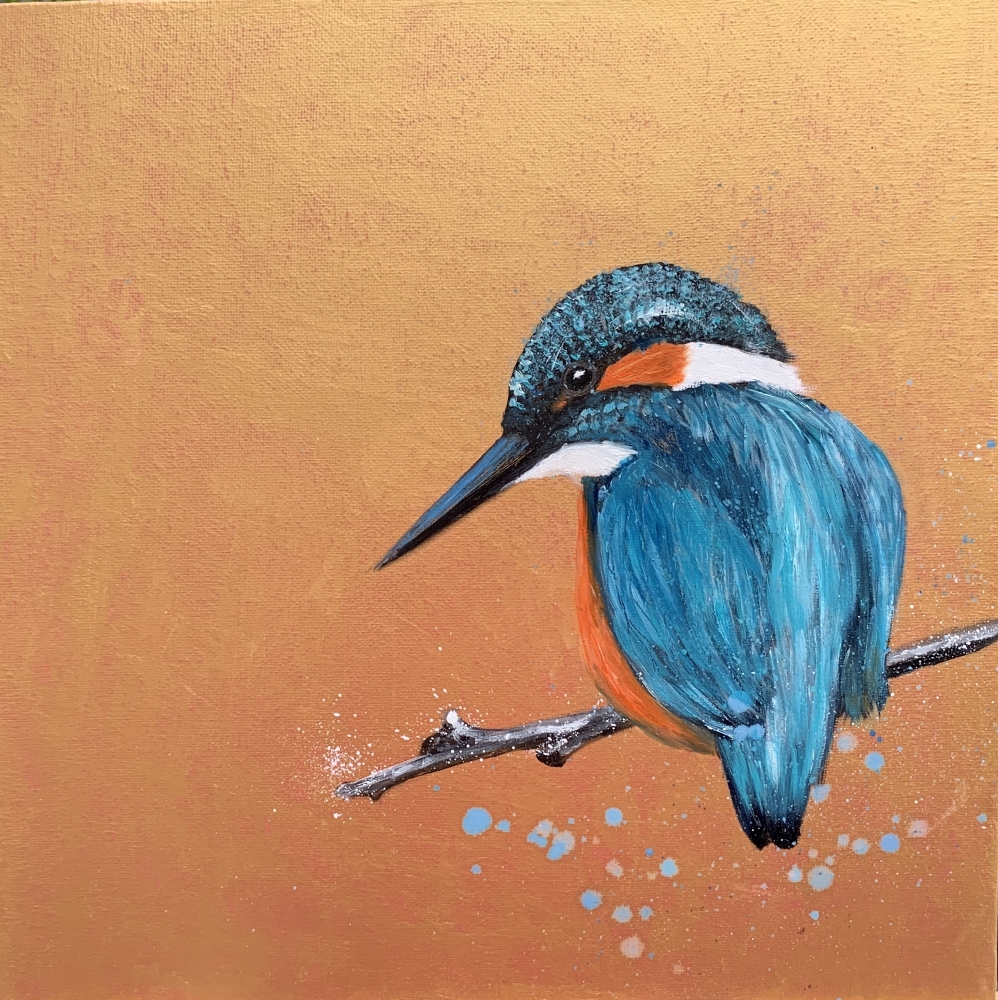 Patience ~ Kingfisher on Gold