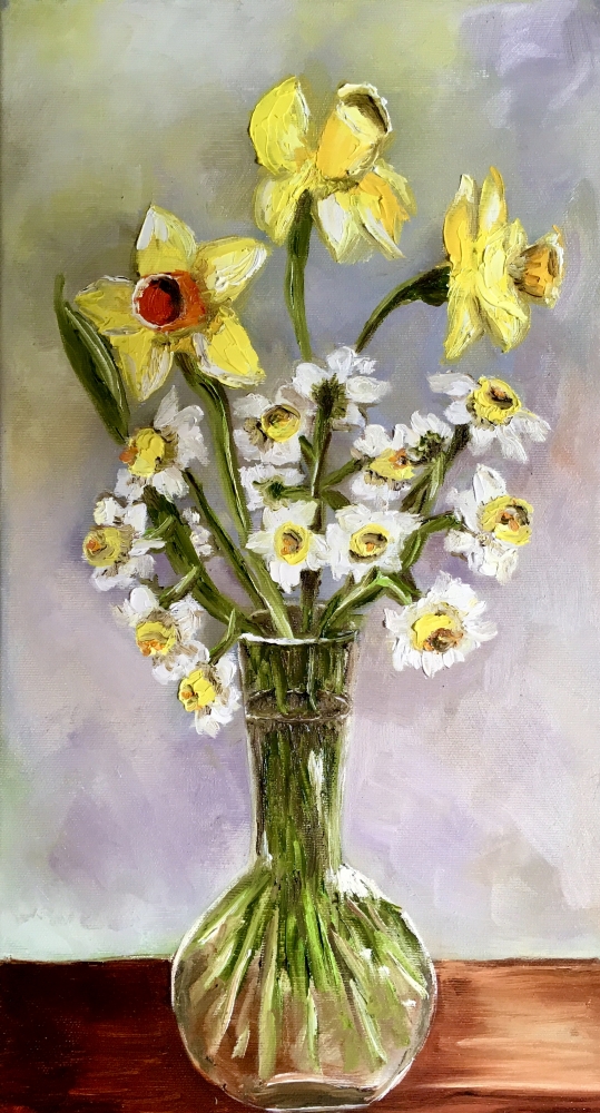 Daffodils in a glass vase #6