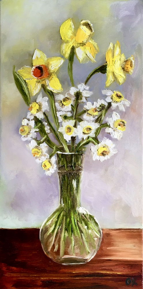 Daffodils in a glass vase #6