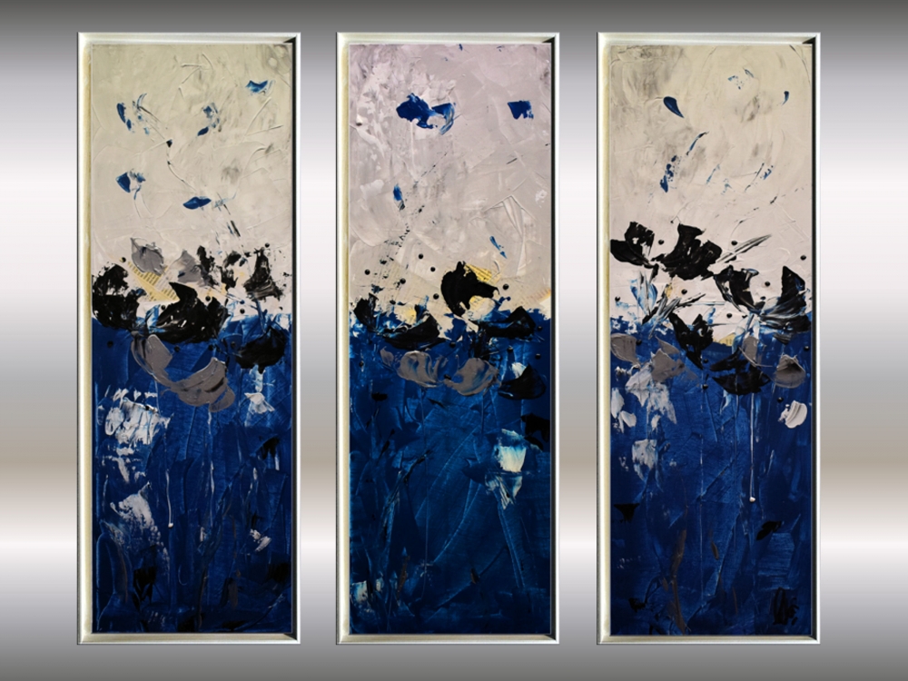 Abstract Spring - three framed panels 