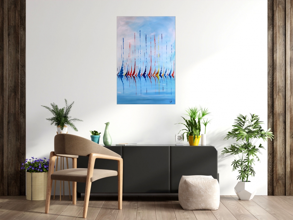  Regatta - Abstract- Sailboat Painting- Acrylic Canvas Wall Art