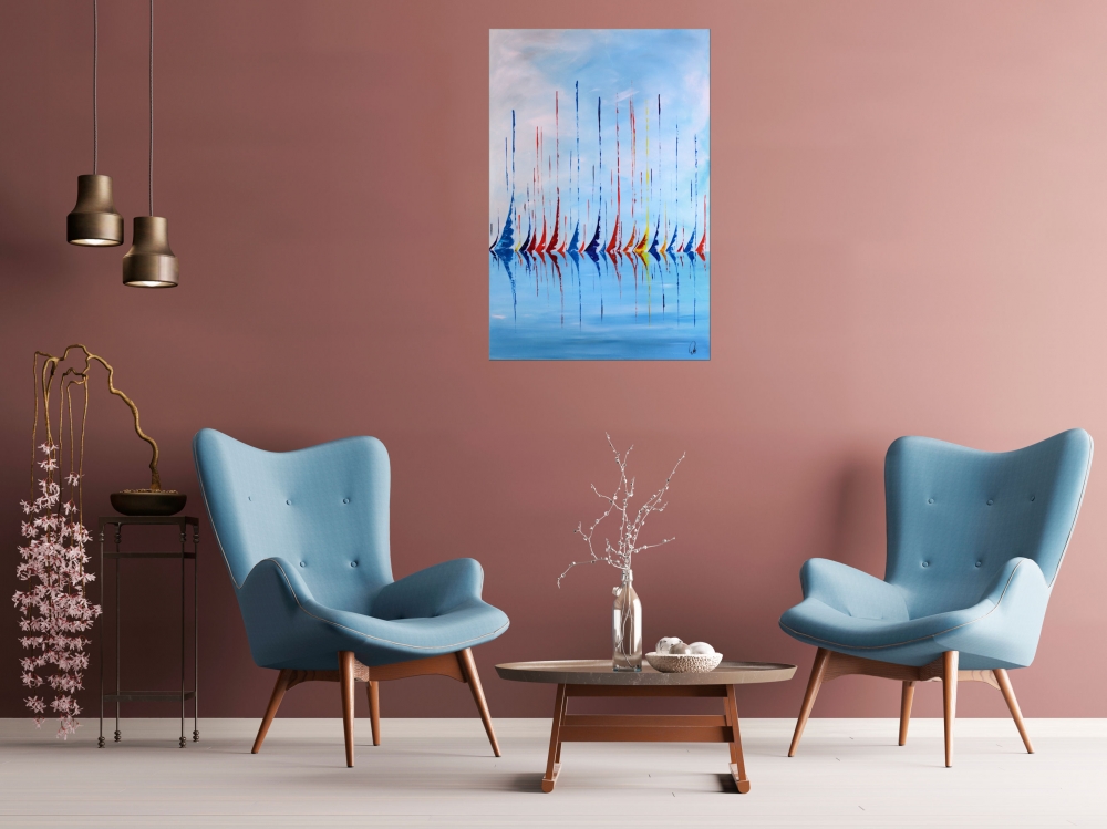  Regatta - Abstract- Sailboat Painting- Acrylic Canvas Wall Art